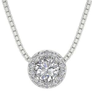 🩶🤍SUPERB Natural Diamond Circle Halo Pendant 14k White Gold+Original Appraisal🤍🩶